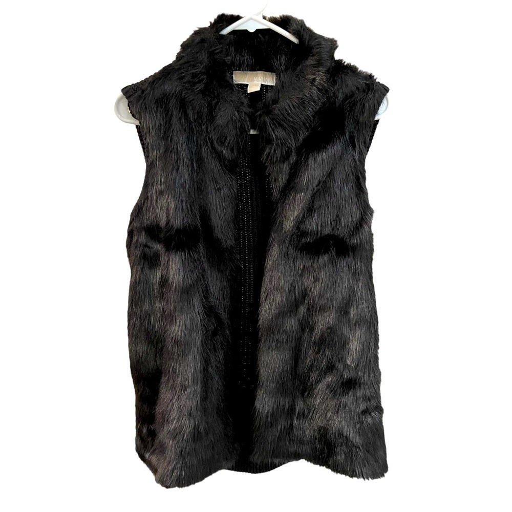 Michael Kors black faux fur sweater vest